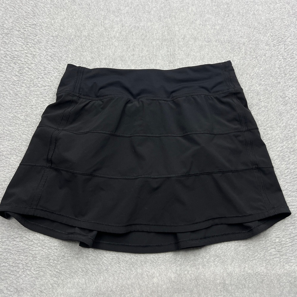 Lululemon Pace Rival Skirt Womens 4 Tall Black Stretch Golf Tennis Skort W8AACT